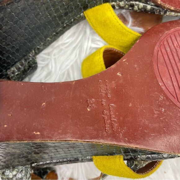 Chie Mihara Finde Suede & Leather Colorblock Wedge Sandals - Picture 9 of 9